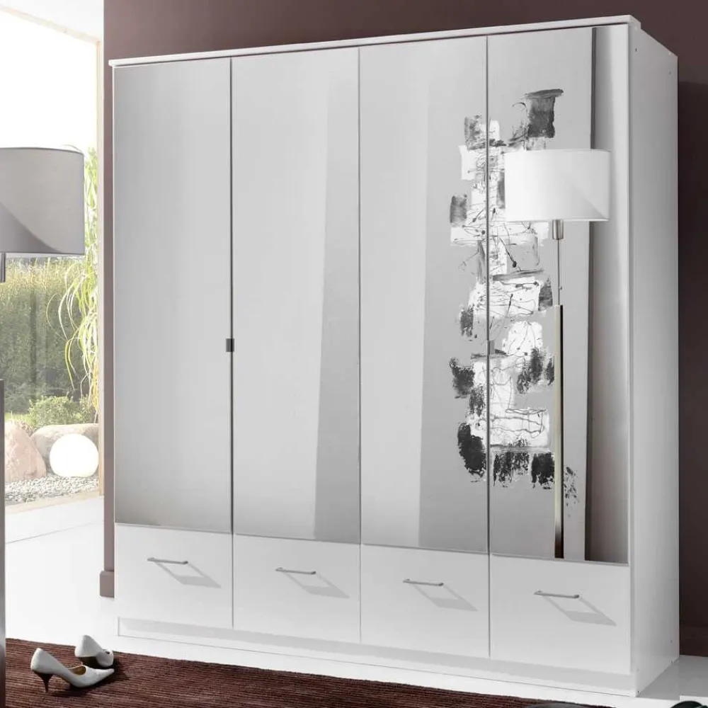 Wohnen Glasmöbel|Jugendzimmerschränke*Kleiderschrank Mellevos in Weiß