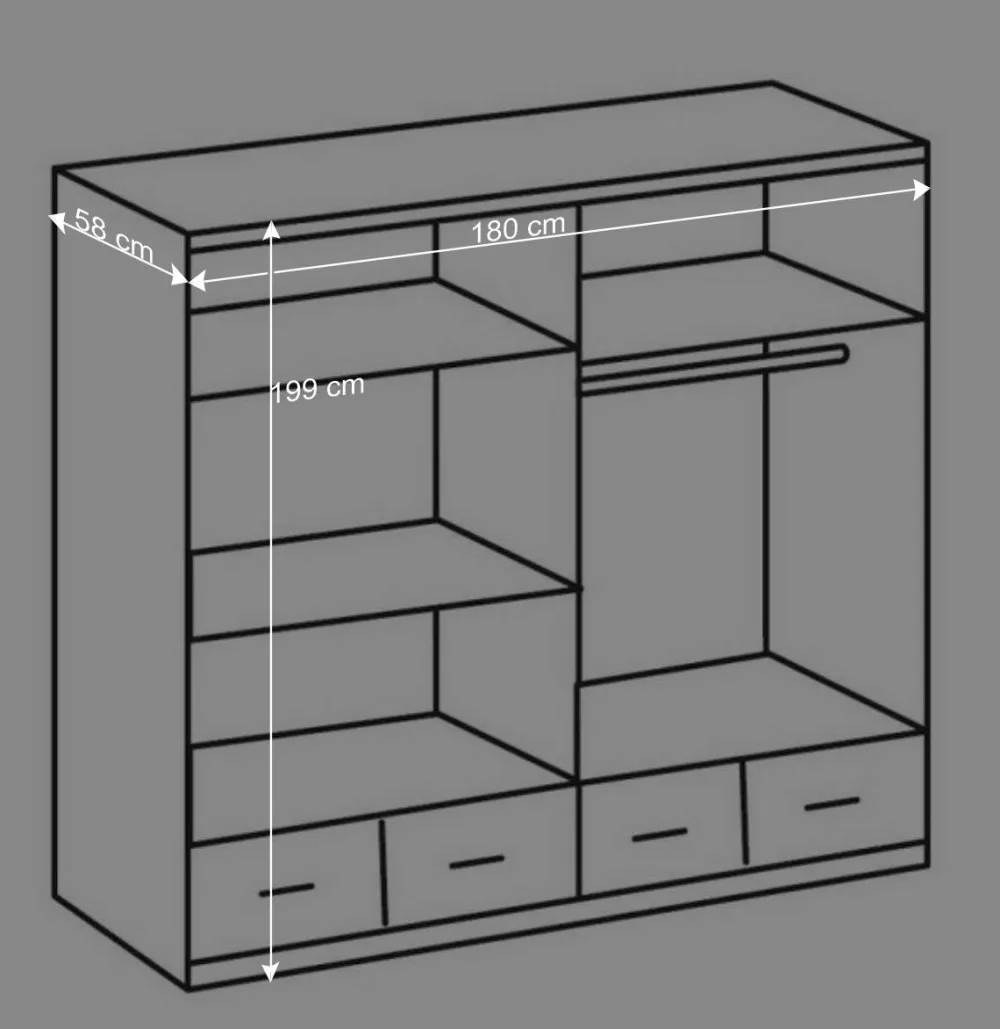 Wohnen Glasmöbel|Jugendzimmerschränke*Kleiderschrank Mellevos in Weiß