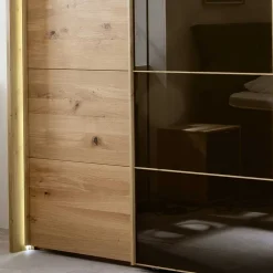 Wohnen Naturholzmöbel|Braune Möbel*Kleiderschrank mit Schwebetüren in Dunkelbraun - Vutonia