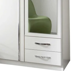 Wohnen Glasmöbel|Jugendzimmerschränke*Kleiderschrank mit Spiegel in Weiß & Chrom - Miracella