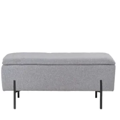 Wohnen Küchenbänke|Esszimmerbänke*Kleine Truhenbank in Hellgrau Stoff - Malo