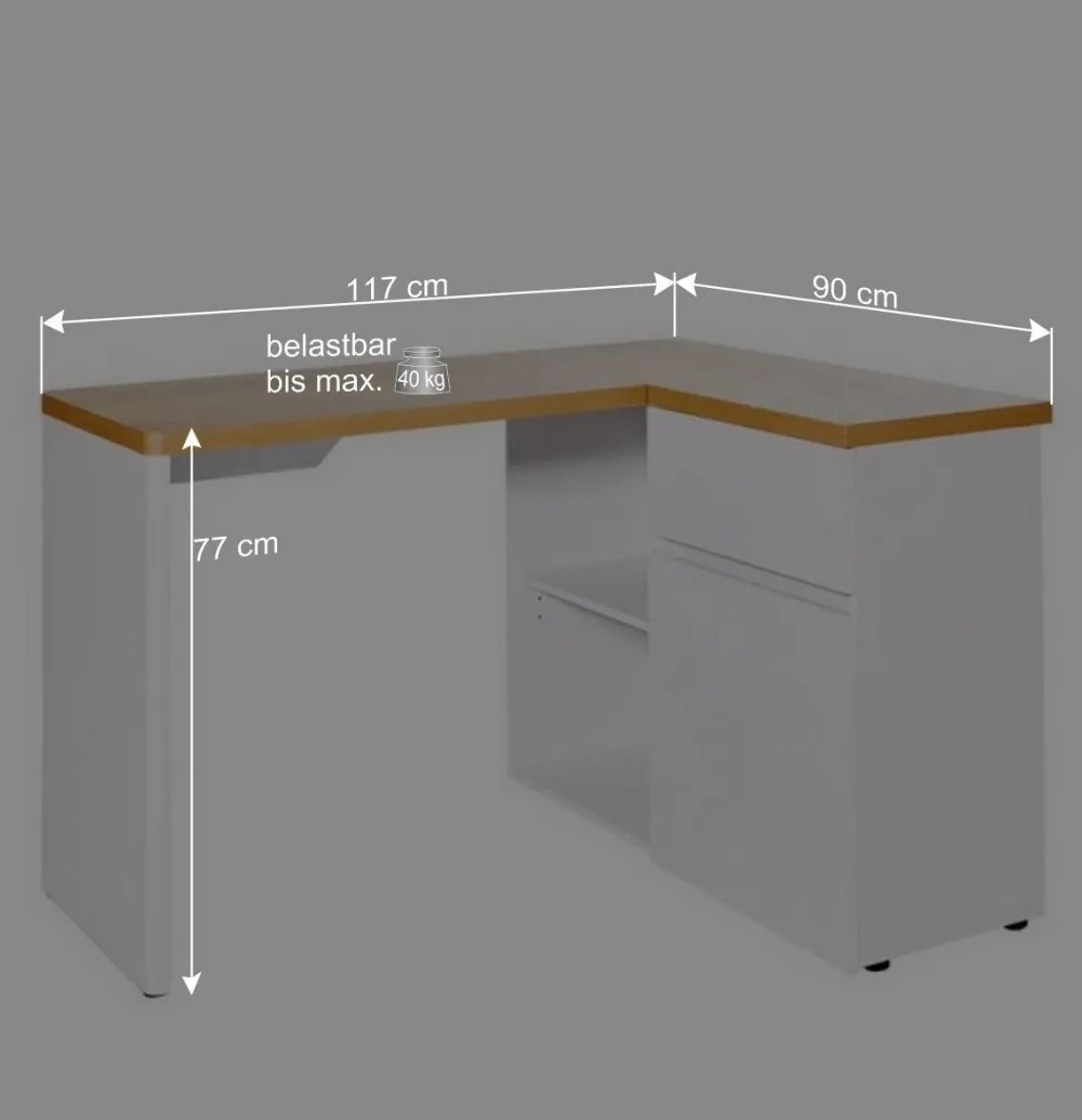 Wohnen Bürotische*Kleiner Eckschreibtisch mit Stauraum - Xuana