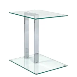 Wohnen Glasmöbel|Küchentische*Kleiner Glastisch Phildel mit Stahl Gestell Chromfarben