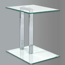 Wohnen Glasmöbel|Küchentische*Kleiner Glastisch Phildel mit Stahl Gestell Chromfarben