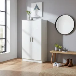 Wohnen Schuhschränke*Kleiner Schuhschrank mit Doppeltür Atricia in Weiß