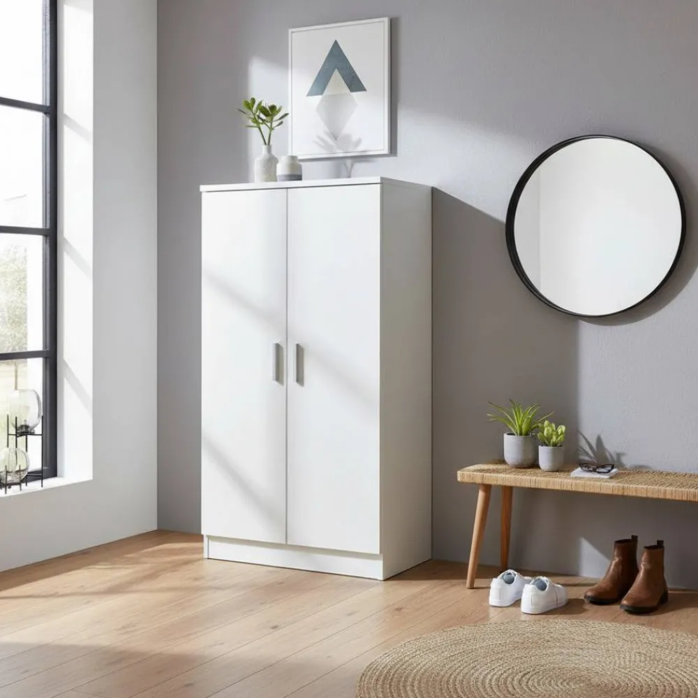 Wohnen Schuhschränke*Kleiner Schuhschrank mit Doppeltür Atricia in Weiß