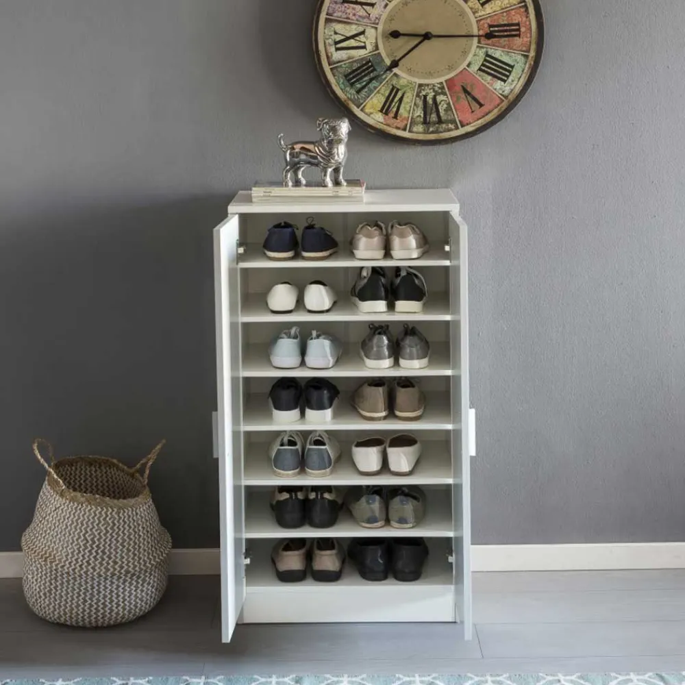 Wohnen Schuhschränke*Kleiner Schuhschrank mit Doppeltür Atricia in Weiß