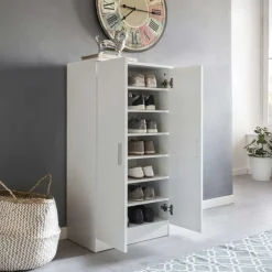 Wohnen Schuhschränke*Kleiner Schuhschrank mit Doppeltür Atricia in Weiß