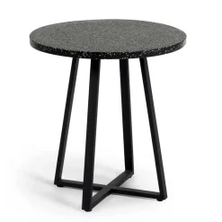 Wohnen Schwarze Möbel|Weiße Möbel*Kleiner Tisch in Rund aus Terazzo Stein - Gracelino