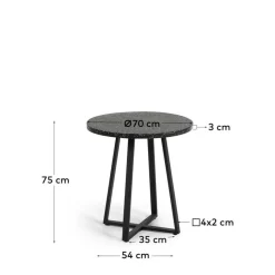 Wohnen Schwarze Möbel|Weiße Möbel*Kleiner Tisch in Rund aus Terazzo Stein - Gracelino