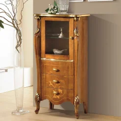 Wohnen Kleiner Vitrinenschrank mit Tür & Schubladen - Carlenna I