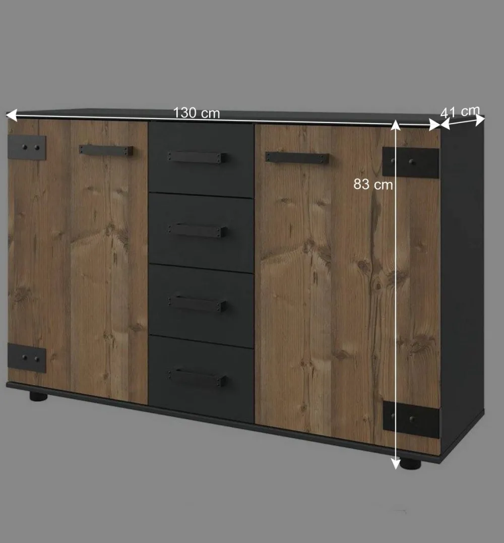 Wohnen Kleines Sideboard in Tannen Dekor - Ardila