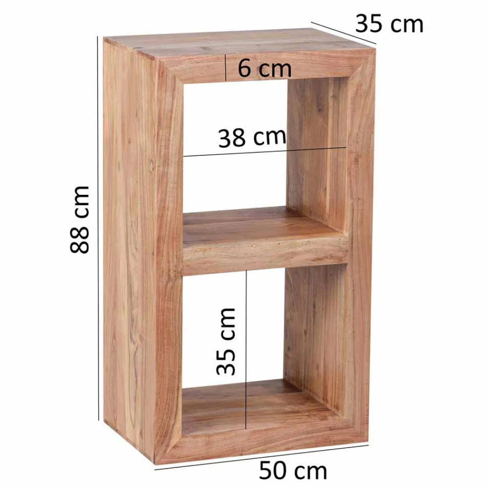 Wohnen Wohnzimmer-Regale|Esszimmerregale*Kleines Standregal Vislan aus Holz massiv Akazie natur
