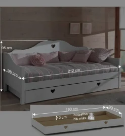 Kinder Wohnen Kojenbett Mädchenbett Grandory in Weiß lackiert