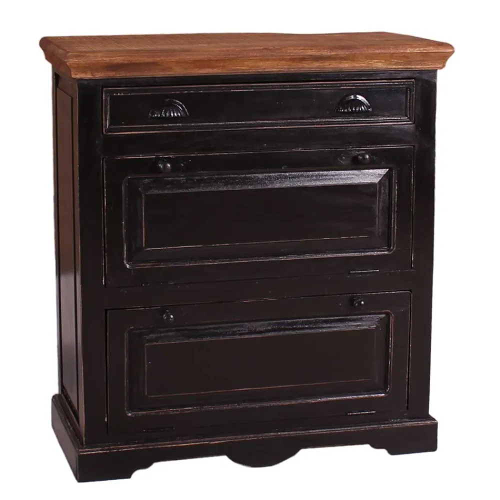 Wohnen Kolonialmöbel|Schuhschränke*Kolonial Schuhschrank in Schwarz & Honig - Kienta