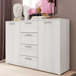 Wohnen Kombi Kommode in Weiß Esche Dekor - Pruducia