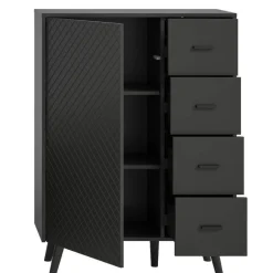 Wohnen Graue Möbel|Wohnzimmerschränke*Kombi-Highboard in Mattgrau - Natal