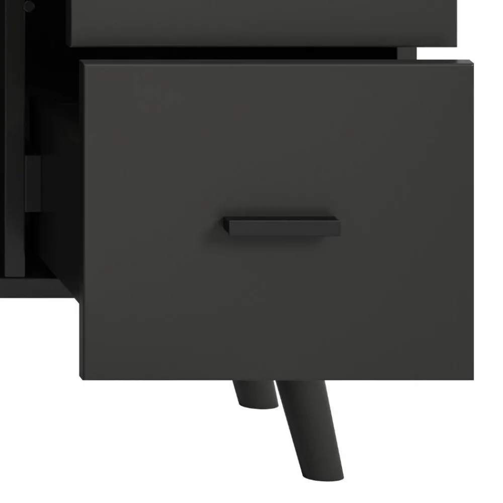 Wohnen Graue Möbel|Wohnzimmerschränke*Kombi-Highboard in Mattgrau - Natal