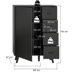 Wohnen Graue Möbel|Wohnzimmerschränke*Kombi-Highboard in Mattgrau - Natal