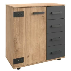 Wohnen Flurkommoden*Kombi-Kommode in Plankeneiche Dekor - Enegal