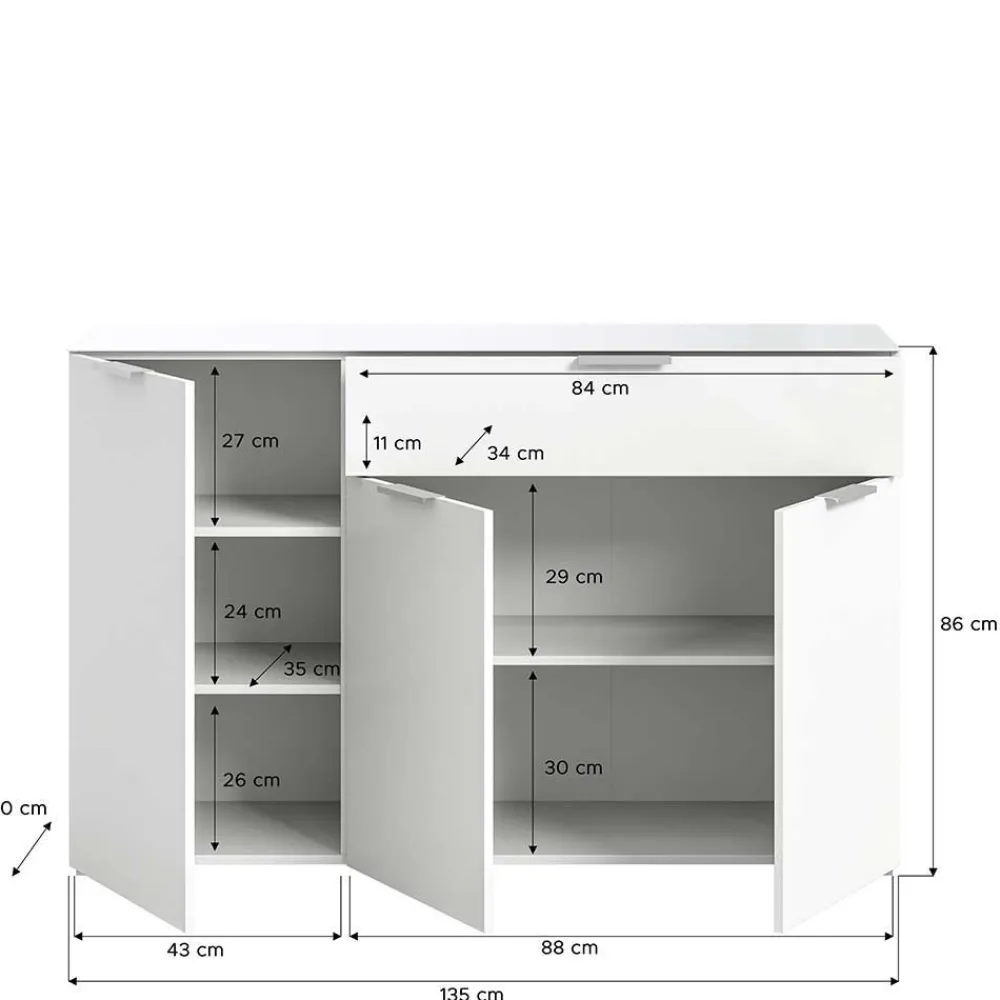 Wohnen Kombi-Kommode in Weiß - Intiatos