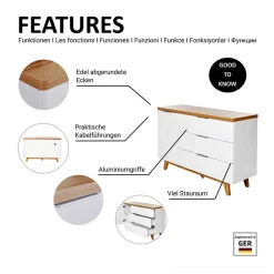 Wohnen Kombi-Kommode in Weiß und Kerneiche - Xuana