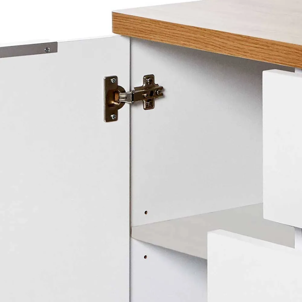 Wohnen Kombi-Kommode in Weiß und Kerneiche - Xuana