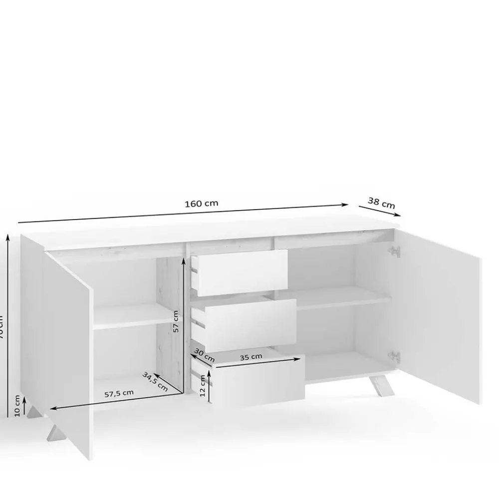 Wohnen Kombi-Kommode in Weiß und Wildeiche - Cady