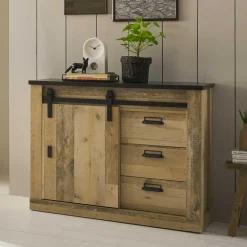 Wohnen Flurkommoden*Kombi-Kommode mit Schiebetür & drei Schubladen - Naiavio