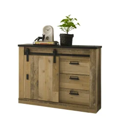 Wohnen Flurkommoden*Kombi-Kommode mit Schiebetür & drei Schubladen - Naiavio