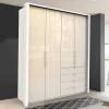 Wohnen Jugendzimmerschränke*Kombi-Schlafzimmerschrank in Creme Glas - Zidarie