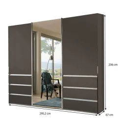 Wohnen Braune Möbel|Glasmöbel*Kombi-Schlafzimmerschrank 300 cm breit - Ostranca