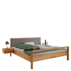 Wohnen Graue Möbel|Naturholzmöbel*Komfort-Einzelbett in 140x200 aus Wildeiche - Martinez