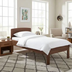 Wohnen Komfort-Einzelbett Kienta aus Buche nussbaumfarben geölt