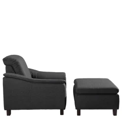 Wohnen Braune Möbel|Sessel & Hocker*Komfortsessel in Dunkelgrau und Nussbaum - Pelago