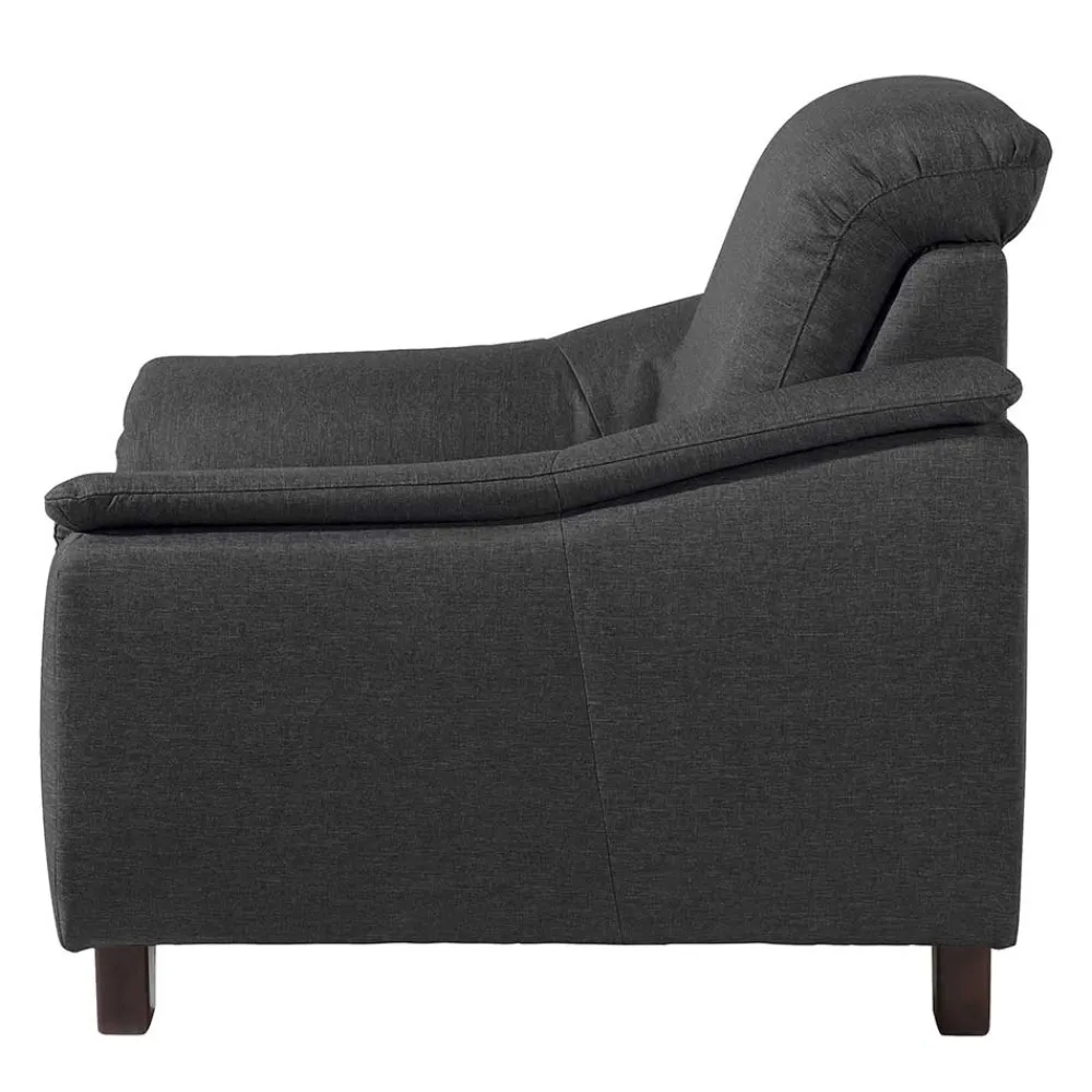 Wohnen Braune Möbel|Sessel & Hocker*Komfortsessel in Dunkelgrau und Nussbaum - Pelago