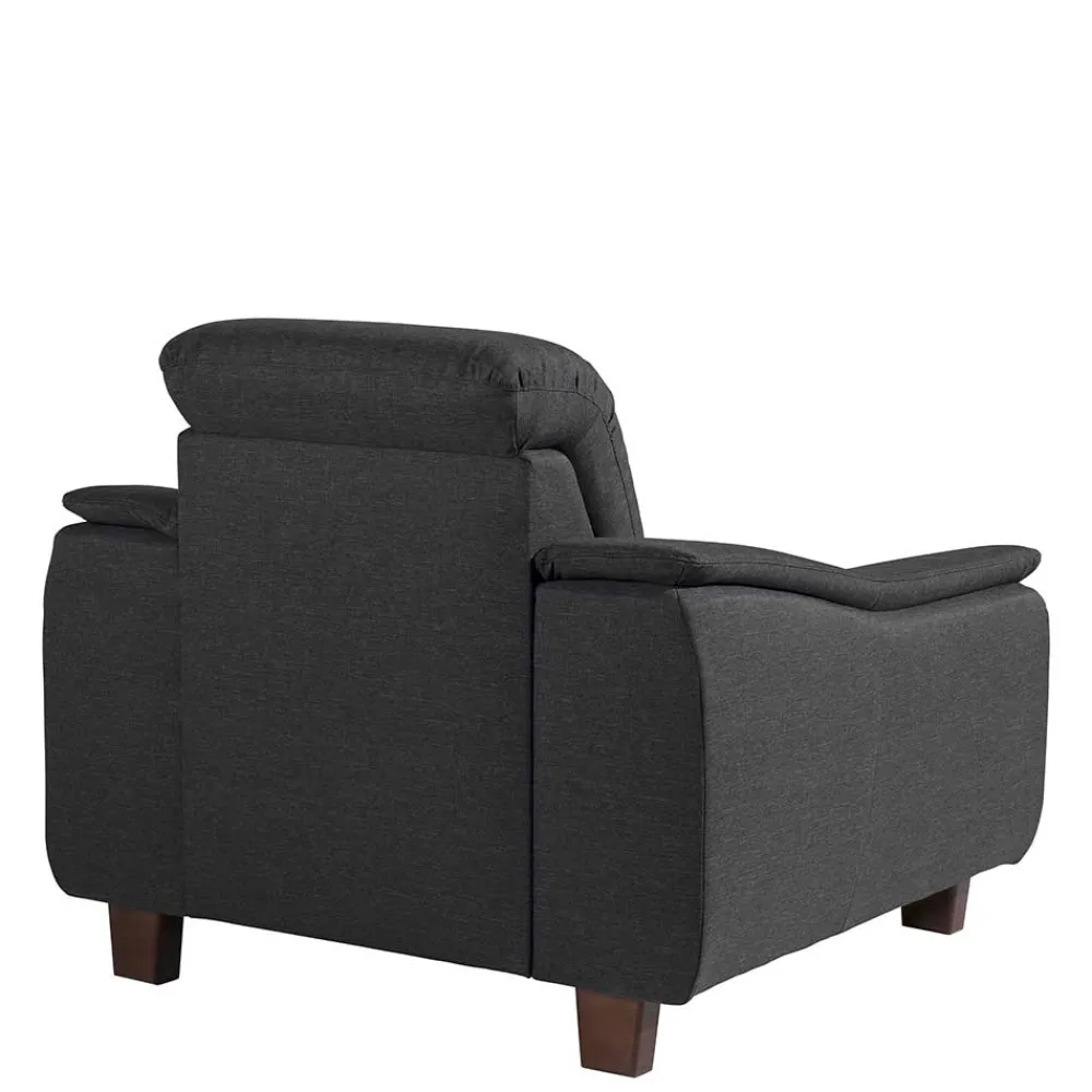 Wohnen Braune Möbel|Sessel & Hocker*Komfortsessel in Dunkelgrau und Nussbaum - Pelago