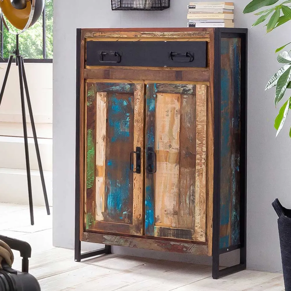 Wohnen Landhausmöbel|Küchenschränke*Kommode Ensley in Schwarz Bunt