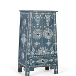 Wohnen Designermöbel|Highboards*Kommode in Blau mit weißer Bemalung - Fleet