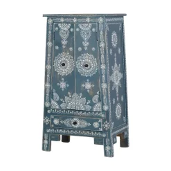 Wohnen Designermöbel|Highboards*Kommode in Blau mit weißer Bemalung - Fleet