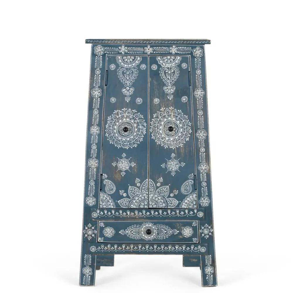 Wohnen Designermöbel|Highboards*Kommode in Blau mit weißer Bemalung - Fleet