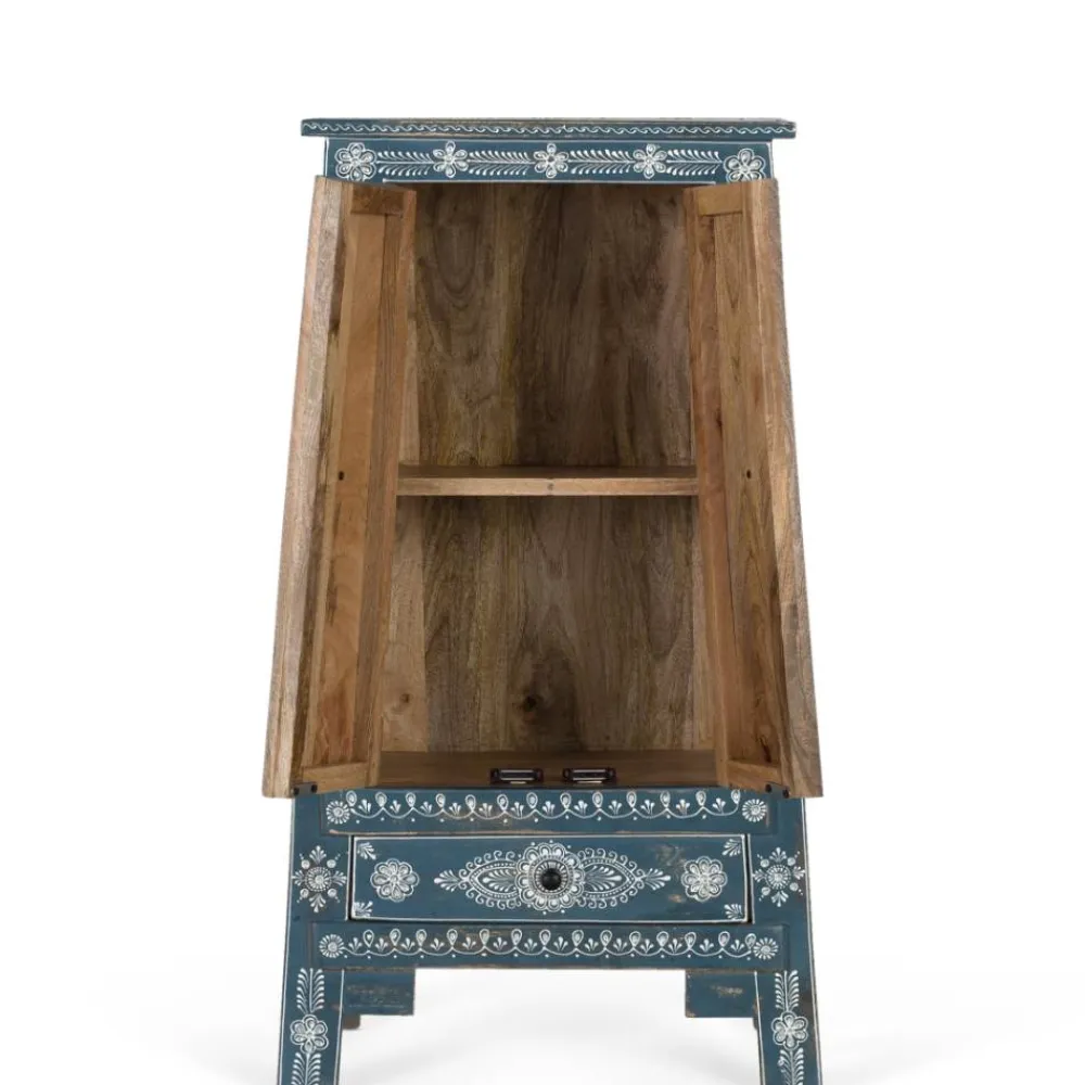 Wohnen Designermöbel|Highboards*Kommode in Blau mit weißer Bemalung - Fleet