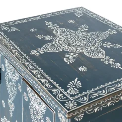 Wohnen Designermöbel|Highboards*Kommode in Blau mit weißer Bemalung - Fleet