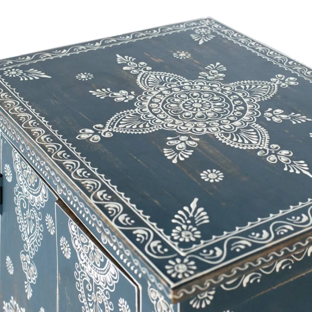 Wohnen Designermöbel|Highboards*Kommode in Blau mit weißer Bemalung - Fleet