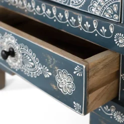 Wohnen Designermöbel|Highboards*Kommode in Blau mit weißer Bemalung - Fleet