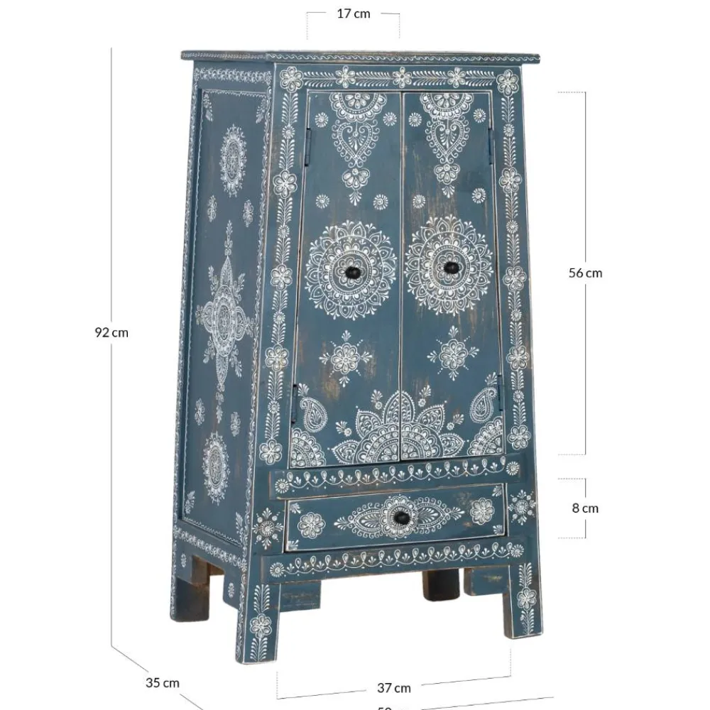 Wohnen Designermöbel|Highboards*Kommode in Blau mit weißer Bemalung - Fleet