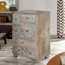 Wohnen Vintage Möbel|Nachttische*Kommode in Holz White Wash - Troyes