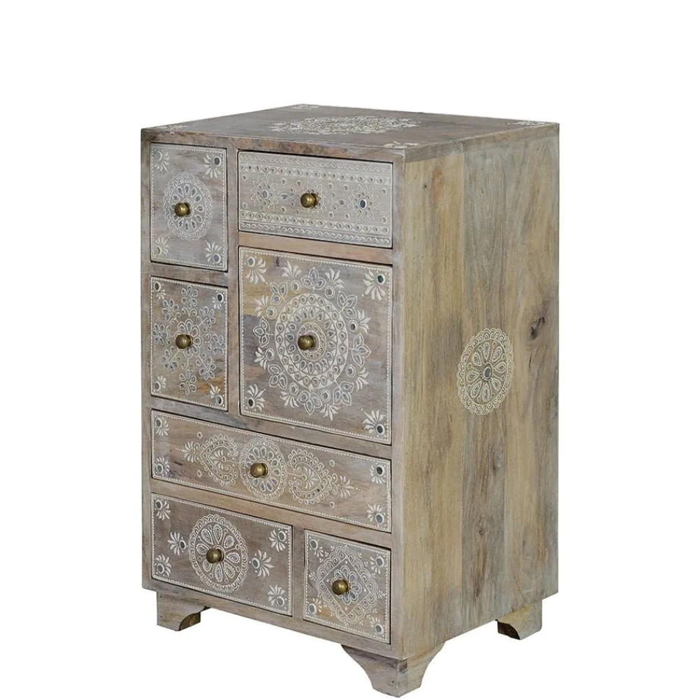 Wohnen Vintage Möbel|Nachttische*Kommode in Holz White Wash - Troyes