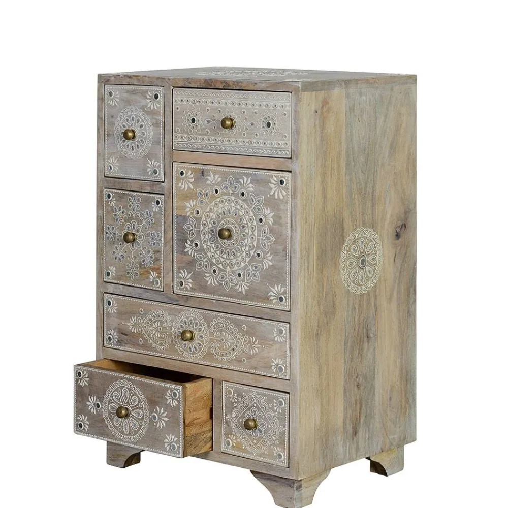 Wohnen Vintage Möbel|Nachttische*Kommode in Holz White Wash - Troyes