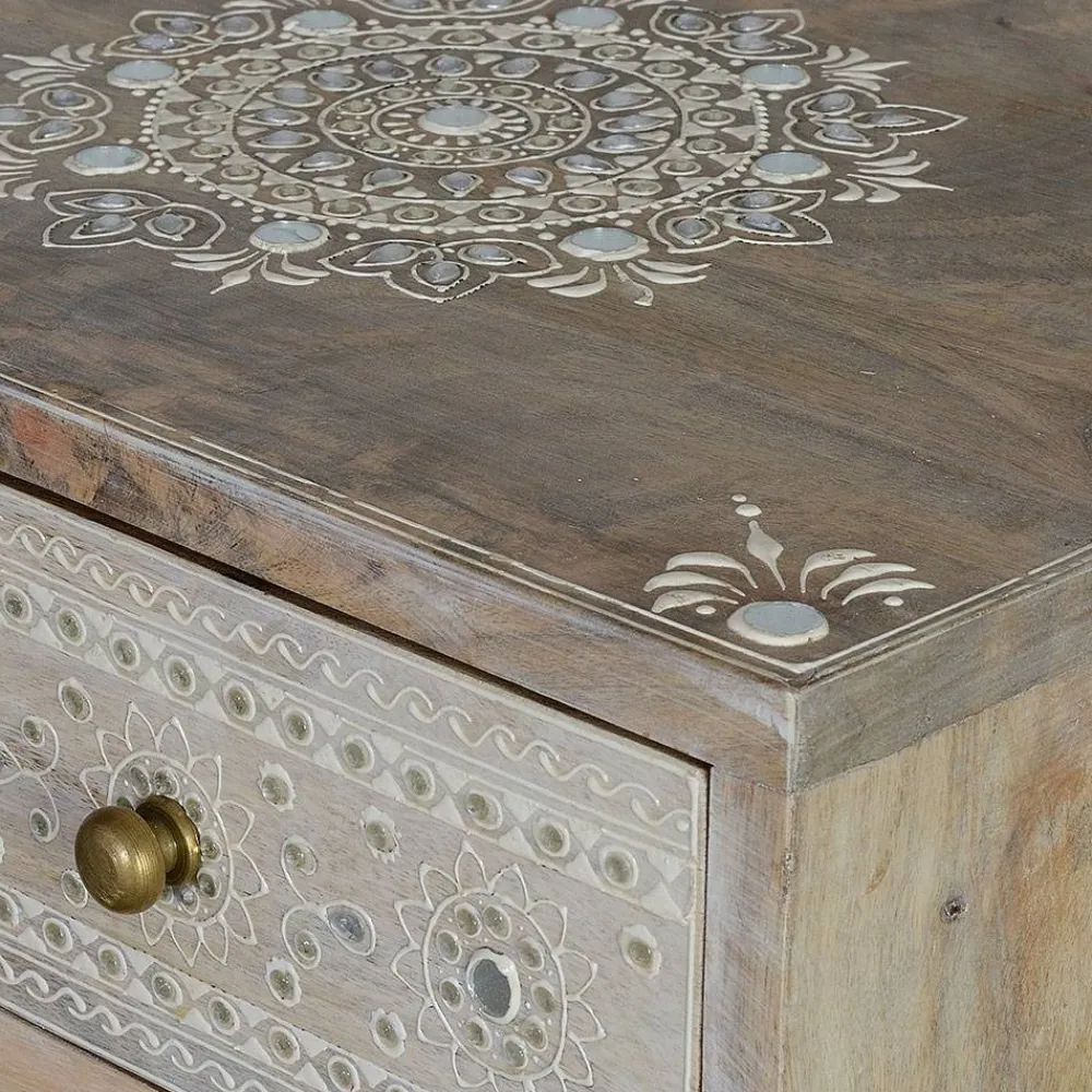 Wohnen Vintage Möbel|Nachttische*Kommode in Holz White Wash - Troyes